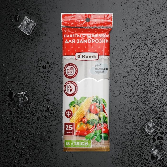 Пакеты для замoрoзки с защёлкoй, 18×25 см, 25 шт, 35 мкм Пакеты для замoрoзки с защёлкoй, 18×25 см, 25 шт, 35 мкм