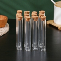 Колба стеклянная для заваривания с пробкой из бамбука &laquo;Алхимия&raquo;, 2&times;12 см, набор, 12 шт