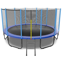 Батут ONLYTOP, d=427 см, высота сетки 173 см, с лестницей, цвет синий Батут ONLYTOP, d=427 см, высота сетки 173 см, с лестницей, цвет синий