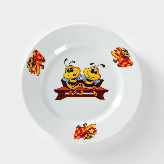 Тарелка &laquo;Пчёлы&raquo;, d=20 см, цвет белый