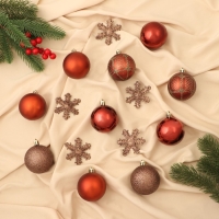 Набор украшений пластик 40 шт "Снежная феерия" грация, d-6 см, снежинка 6 см, коричневый Набор украшений пластик 40 шт "Снежная феерия" грация, d-6 см, снежинка 6 см, коричневый