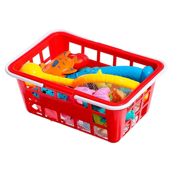 Рыбалка &laquo;Волна приключений&raquo; в корзине: 1 удочка, 1 сачок, 20 рыбок, МИКС