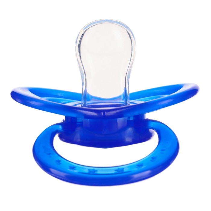 Соска- пустышка ортодотническая &laquo;Мишка&raquo; с колпачком, +6 мес., голубой