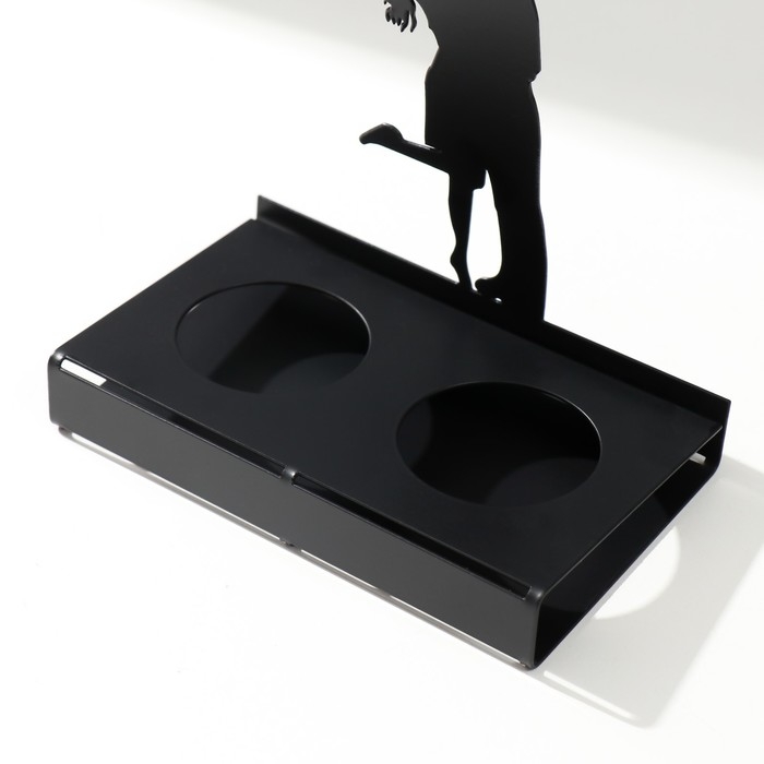 Подсвечник металл на 2 свечи "Свидание под зонтом" чёрный 14,5х12х6,8 см