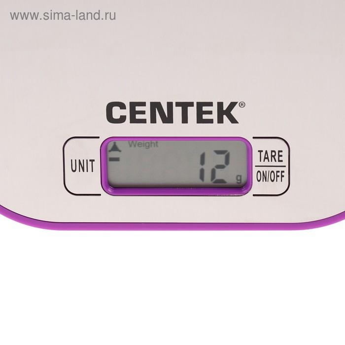 Весы кухонные Centek CT-2461, электронные, до 5 кг, серебристо-фиолетовые Весы кухонные Centek CT-2461, электронные, до 5 кг, серебристо-фиолетовые