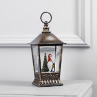 Светодиодная фигура &laquo;Фонарь с гномом&raquo; 12 &times; 24 &times; 12 см, пластик, батарейки ААх3 (не в комплекте), USB, свечение тёплое белое