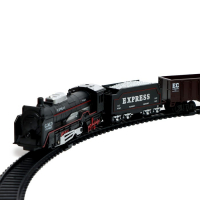 Железная дорога &laquo;Товарный поезд&raquo;, с 9 вагонами, работает от батареек, свет