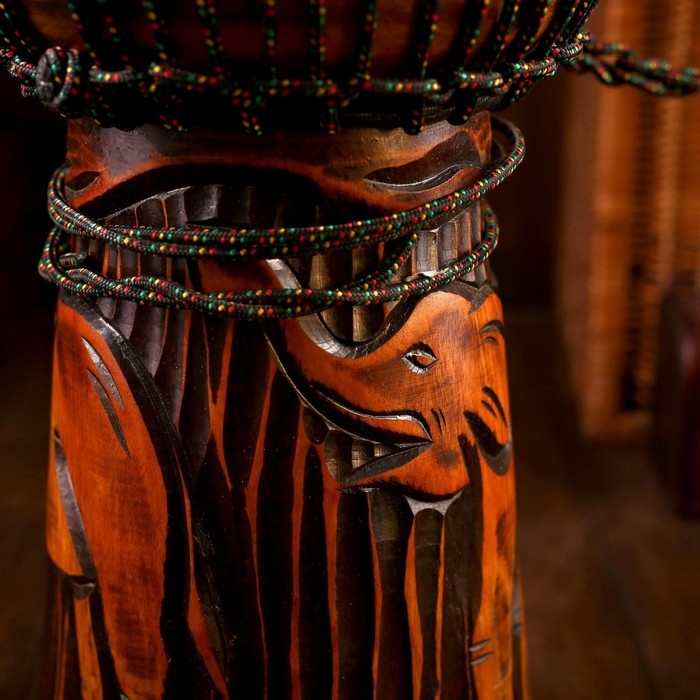 Сувенирный музыкальный инструмент барабан джембе "Тёмный" 60х25х25 см МИКС