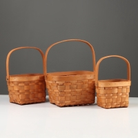 Набор корзин плетёных, 3 шт., 26&times;19&times;12 см, 20&times;15&times;11 см, 17&times;11&times;10 см, ива, натуральный цвет