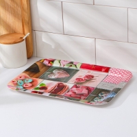 Поднос пластиковый прямоугольный Доляна &laquo;Самобранка&raquo;, 30&times;21&times;1,8 см, рисунок МИКС