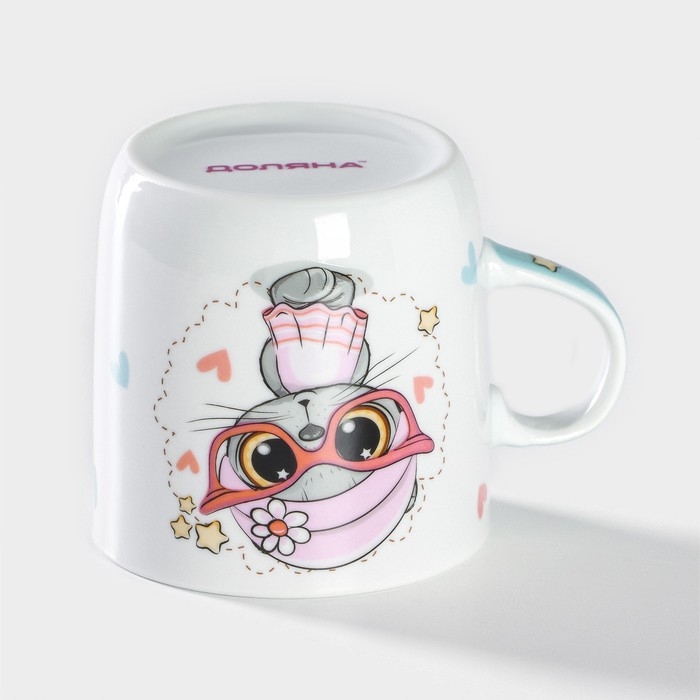 Кружка керамическая Доляна &laquo;Котик&raquo;, 230 мл, цвет белый