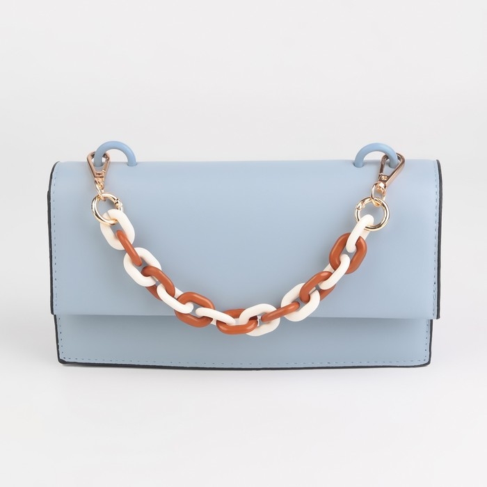 Цепочка для сумки, пластиковая, с карабинами, 24 &times; 18 мм, 30 см, цвет коричневый/белый/золотой