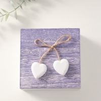 Шкатулка для украшений &laquo;Сердечки белые на сиреневом квадрате&raquo;, дерево, 12&times;12&times;5.3 см