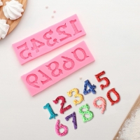 Молд &laquo;Цифры с узором&raquo;, силикон, 16,6&times;10,5 см, цвет МИКС