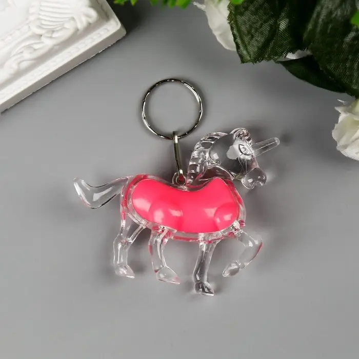 Фонарик брелок для ключей на кольце &laquo;Единорог&raquo;, мигает, 6&times;2&times;6.5 см, МИКС