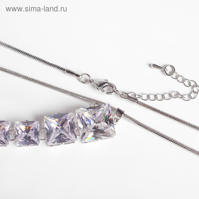 Кулон &laquo;Чистота&raquo; дорожка из квадратов, цвет белый в серебре, 70 см