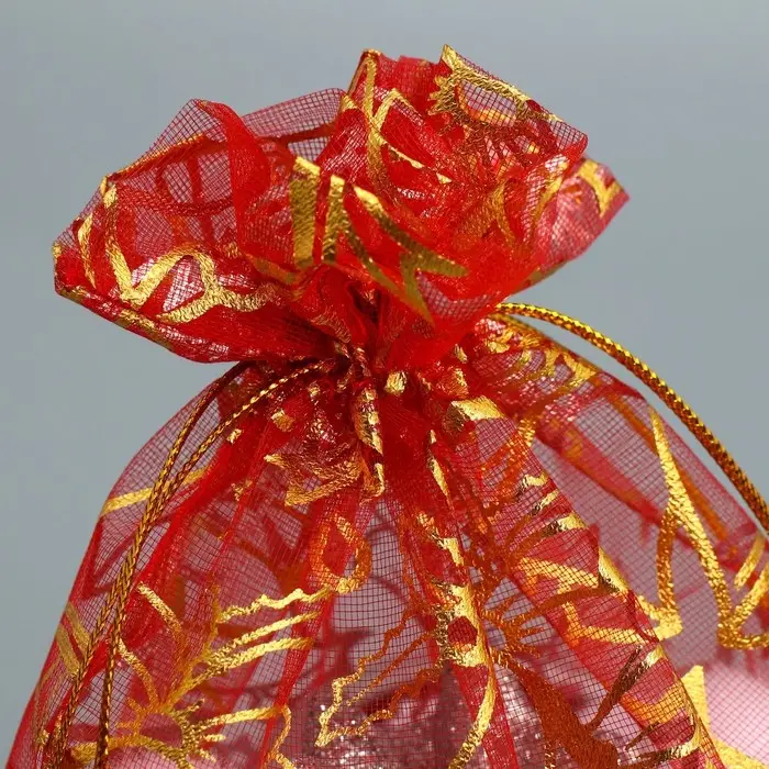 Мешочек подарочный органза &laquo;Новогодние игрушки&raquo;, 16 х 24 см +/- 1.5 см