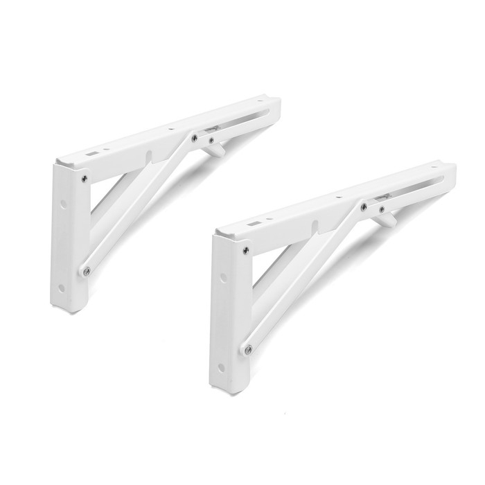 Кронштейн складной для столов и полок ТУНДРА, 2 шт., длина 250 мм, сталь, цвет белый Кронштейн складной для столов и полок ТУНДРА, 2 шт., длина 250 мм, сталь, цвет белый