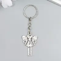 Брелок металл "Девочка-фея" серебро 3х2,7 см