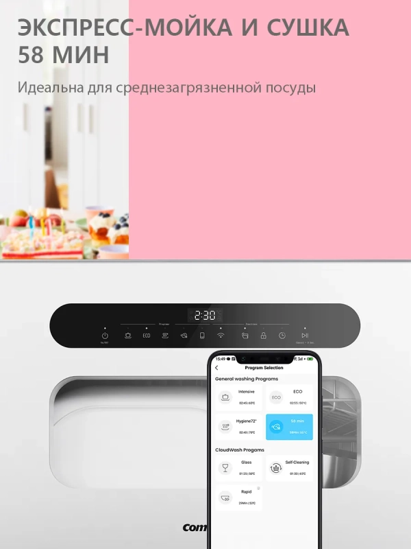 Компактная посудомоечная машина CDWC555Wi, Wi-Fi