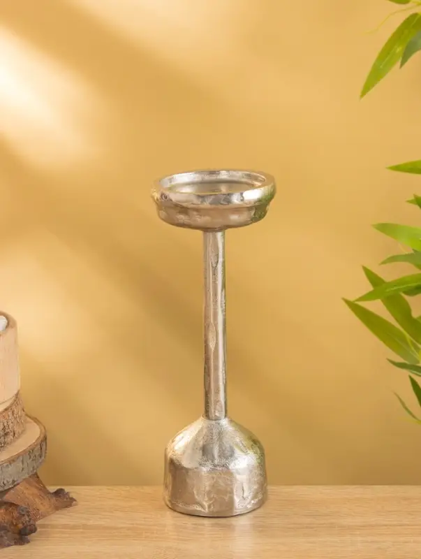 Подсвечник &laquo;Креманка&raquo;, 26 см, алюминий, серебро