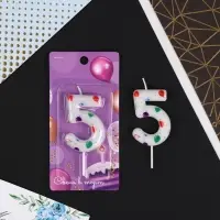 Свеча для торта, цифра &laquo;5&raquo;, 5,5 х 8 см