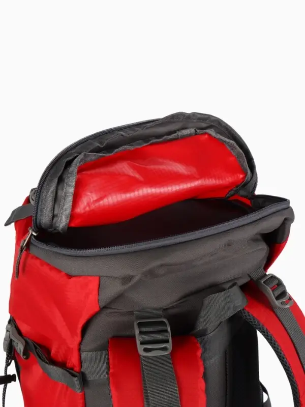 Рюкзак тур 65+5л, 30*20*53, отдел на шнурке, 5нар+2вн кармана, цвет красный