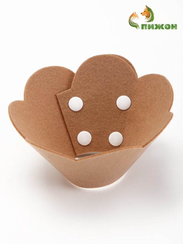 Ветеринарный воротник из фетра "Ромашка", размер L, коричневый