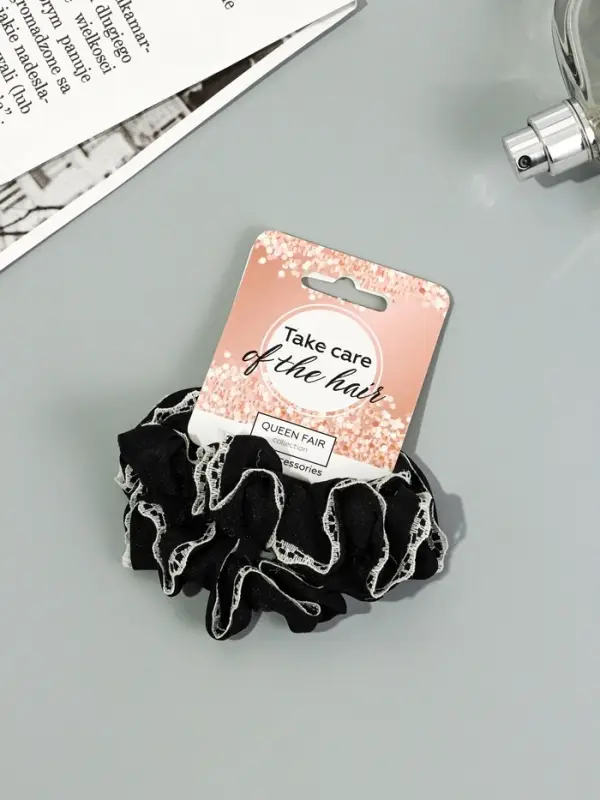 Резинка для волос "Каприс" (набор 2 шт) 7 см, чёрный