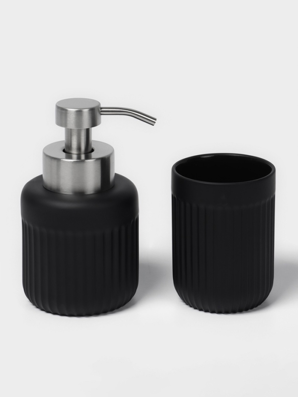 Набор для ванной "Блеск" 3 предмета (дозатор для мыла, стакан, мыльница)