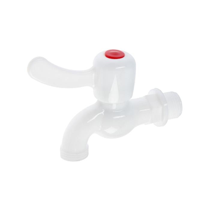 Кран водоразборный ZEIN, 1/2 Кран водоразборный ZEIN, 1/2", с плоской ручкой, PP, шаровой механизм,белый