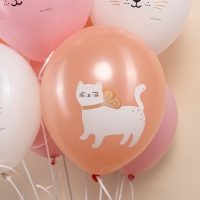 Воздушный шар латексный 12" "Кошечка с бантом" ассорти, пастель, 1ст., набор 25 шт., МИКС