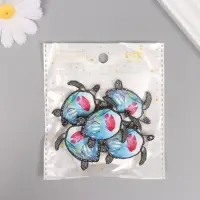 Декор для творчества дерево "Черепаха с рыбками на панцире" 4,4х4х0,3 см