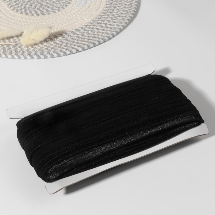 Резинка окантовочная, блестящая, 15 мм &times; 50 м, цвет чёрный