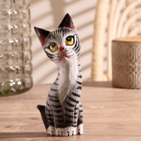 Сувенир дерево "Котёнок" серый 6х3х18 см