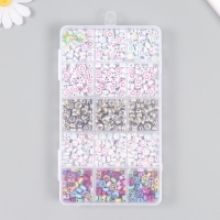 Бусины в шкатулке "Диски с рисунками" 15 делений 10х17,5х2 см