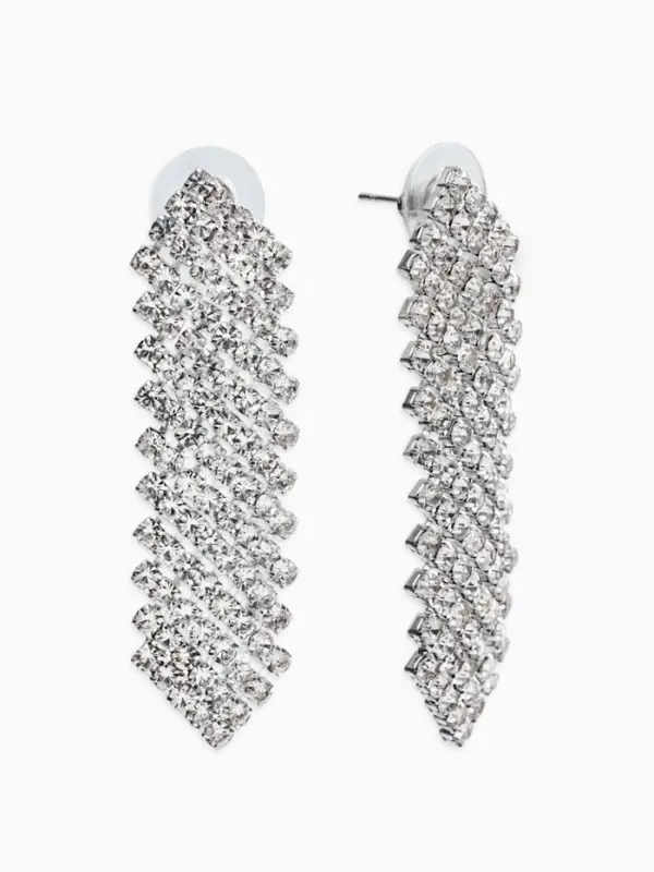 Набор 2 предмета: серьги, колье со стразами &laquo;Лёд&raquo;, d=13.5 см, белый в серебре