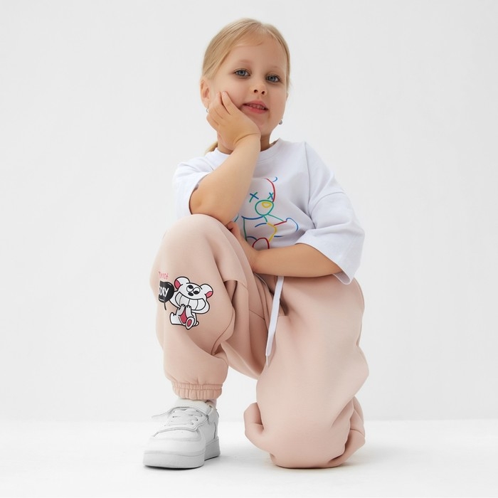 Брюки детские с начесом MINAKU: CRUSH, цвет розовый, рост 134 см