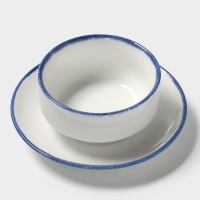 Бульонница с блюдцем "Blue Lagoon" Magistro 11см, 10,8х6,2, цвет белый, синий
