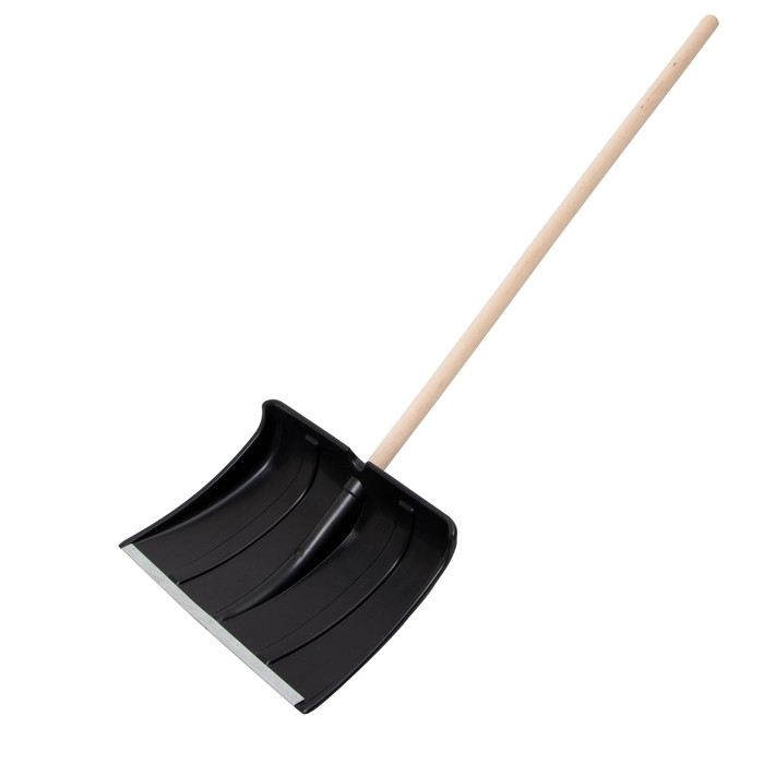 Лопата для уборки снега, пластиковый ковш 480 &times; 360 мм, оцинкованная планка, деревянный черенок