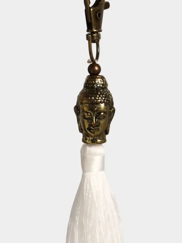 Брелок-кисточка "Будда" 17 см, цв. белый, золотистый