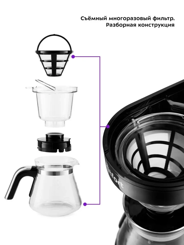 Кофеварка капельная электрическая КТ-759 - 700 Вт - 0.75 л