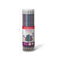 Карандаш чернографитный с ластиком ErichKrause "Sonata", HB, грифель d=2.2 мм, дерево, трёхгранный в тубусе, микс