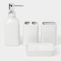 Набор для ванной "Кристаль", 4 предмета (дозатор для мыла, 2 стакана, мыльница)