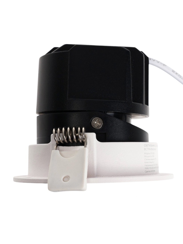 Светильник светодиодный встраиваемый, поворотный, 6Вт, 6500К, с драйвером, D75, черно-белый   107130