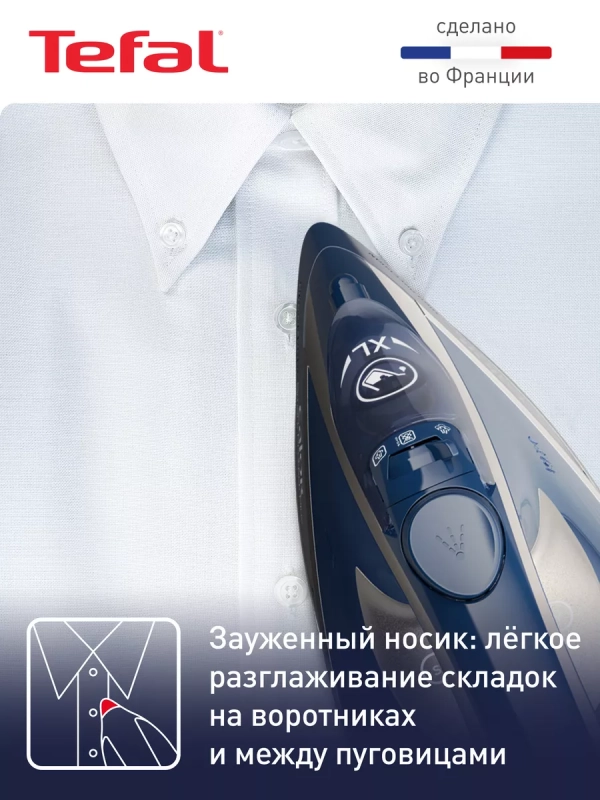 Паровой утюг Ultragliss Plus FV6824E0, 2800 Вт, синий