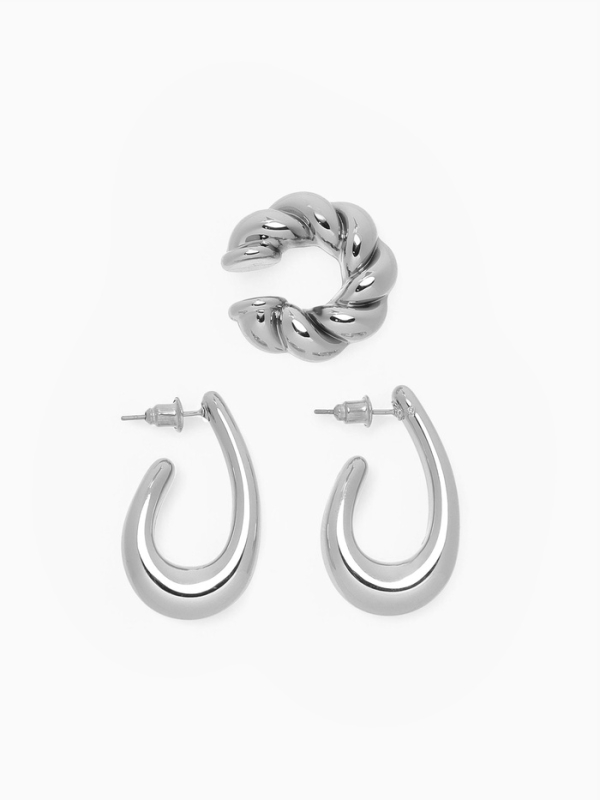 Набор серьги и каффы 3 шт &laquo;Косичка&raquo; капли, цвет золото