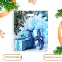 Пакет "Подарки зимы", полиэтиленовый с вырубной ручкой, 45 х 38 см.