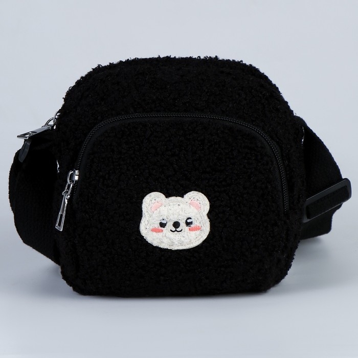 Сумка плюшевая &laquo;Мишка&raquo;, чёрная
