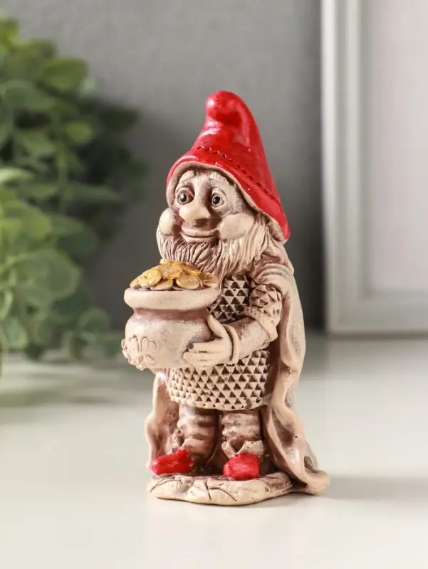 Фигурка гипс &laquo;Гном с мешком монет&raquo;, 11&times;6 см, роспись, слоновая кость